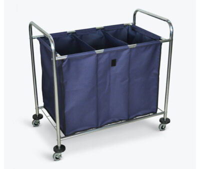 Industrial Mobile Laundry Hamper w/Divided Bag