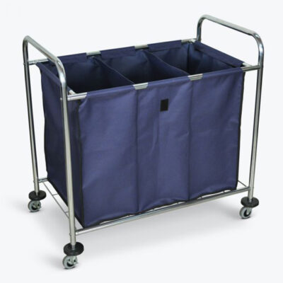 Industrial Mobile Laundry Hamper w/Divided Bag