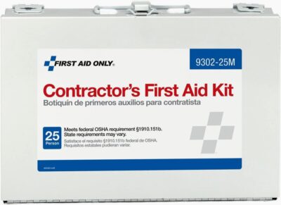First Aid Kit Portable with Metal Case, 25 Persons