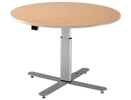 47" Round Electric Hi-Low Work Table, American Maple