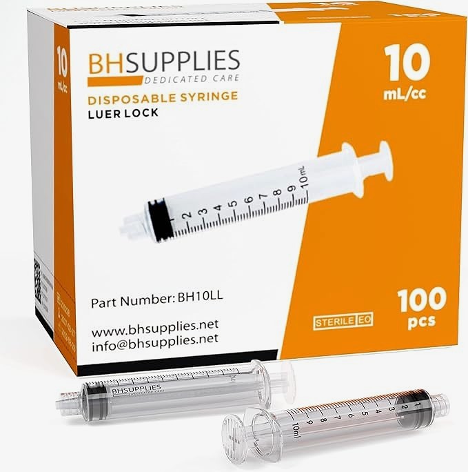 BD Syringe Only, 10mL, Luer-Lok™ Tip, 100/bx
