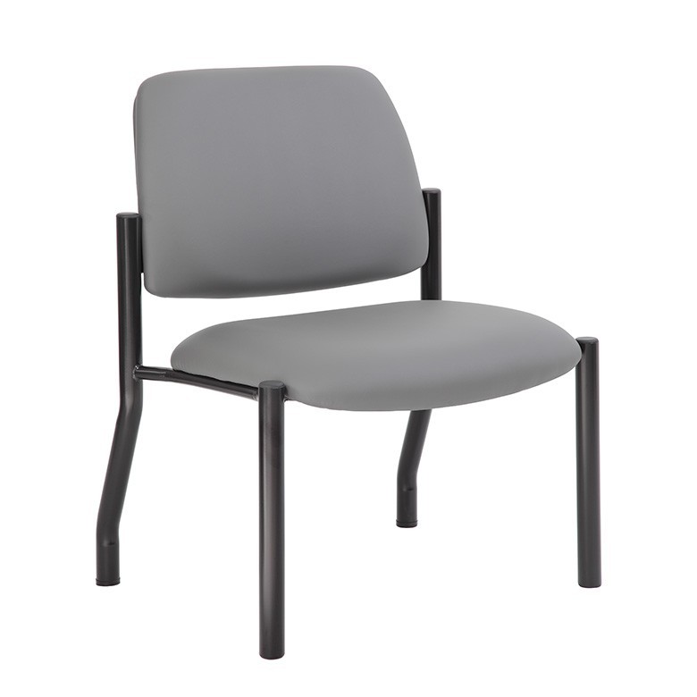 Boss Mid Back Armless Guest Chair Antimicrobial Vinyl, 400lb. Weight Capacity, Gray